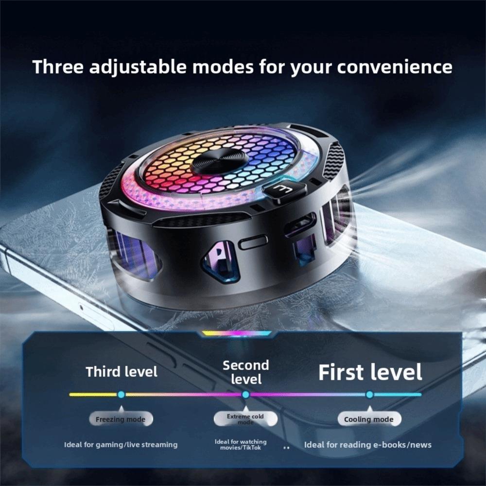 Magnetic Phone Tablet Cooler Radiator 3-Speed Adjustable Type-C Magnetic Cooling Fan With RGB Lights Quiet Game Cooler