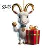 Chinese Zodiac Acrylic Charms 2D Goat Christmas Hanging Ornament, 3.15 Inch Farm Animal Xmas Tree Durable Decorative Boards Decoration for Car