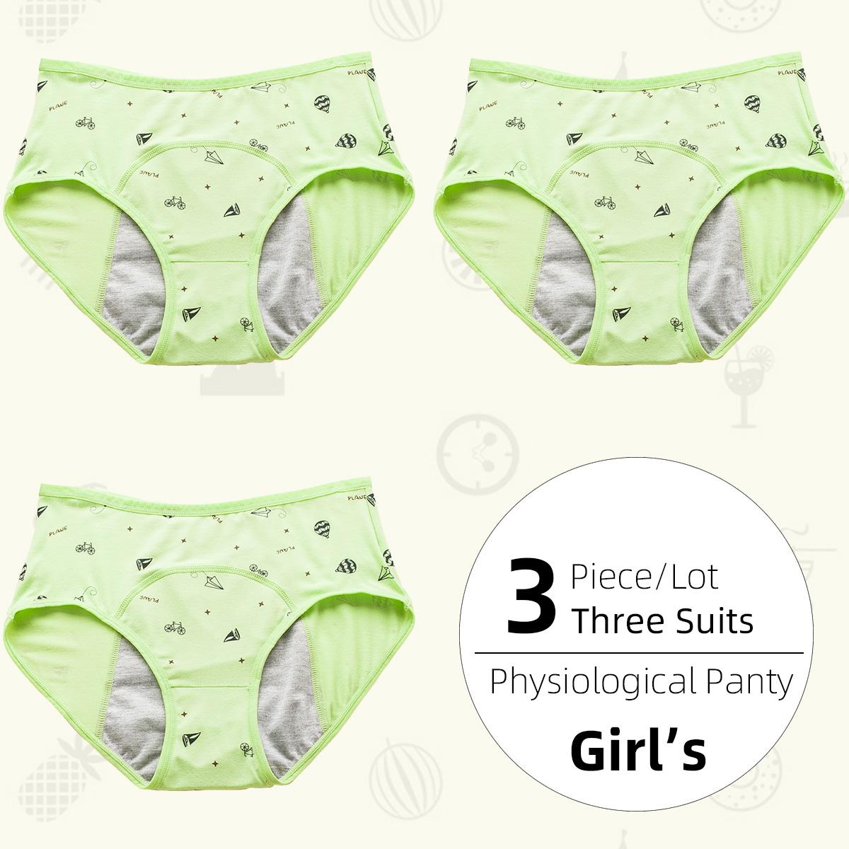 

3 шт./лот Фізіологічні трусики для дівчат Нижня білизна Герметичні жіночі менструальні спеціальні гігієнічні захисні штани Студентська білизна Труси L
