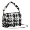 New Furla 1927 Collection Plaid Pearl Velvet Fabric Handbag Shoulder Bag Crossbody Bag Mini Women's White & Black BAFKACO-BX1025-P0100