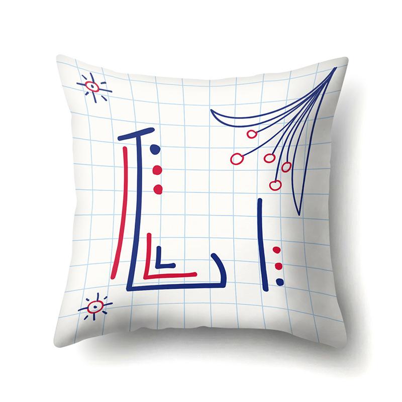 Polyester Pillow Case Decoration Home 26 English Letter Printing Pillow Case British Style Bedside Cushion Cover