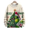 Ladies' Fashionable Casual Long Sleeved Christmas Cute Printed Round Neck Knitted Yarn