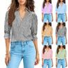 2026 Amazon European and American Cross-border New Summer Women's Striped Seven-quarter Sleeve V-neck Shirt Women