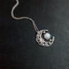 Vintage Moon Design Pendant Necklaces with Imitation Opal Stone Bohemian Beach Fashion Jewelry Silver Color Chain Gift for Women