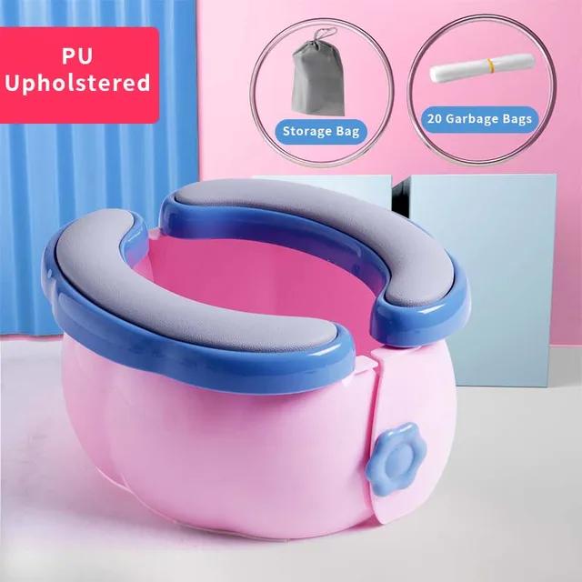 Baby Toilet Portable Travel Baby Potty Foldable Kids Potty Training Seat Easy To Clean With Storage Bag and 20 Garbage Bags