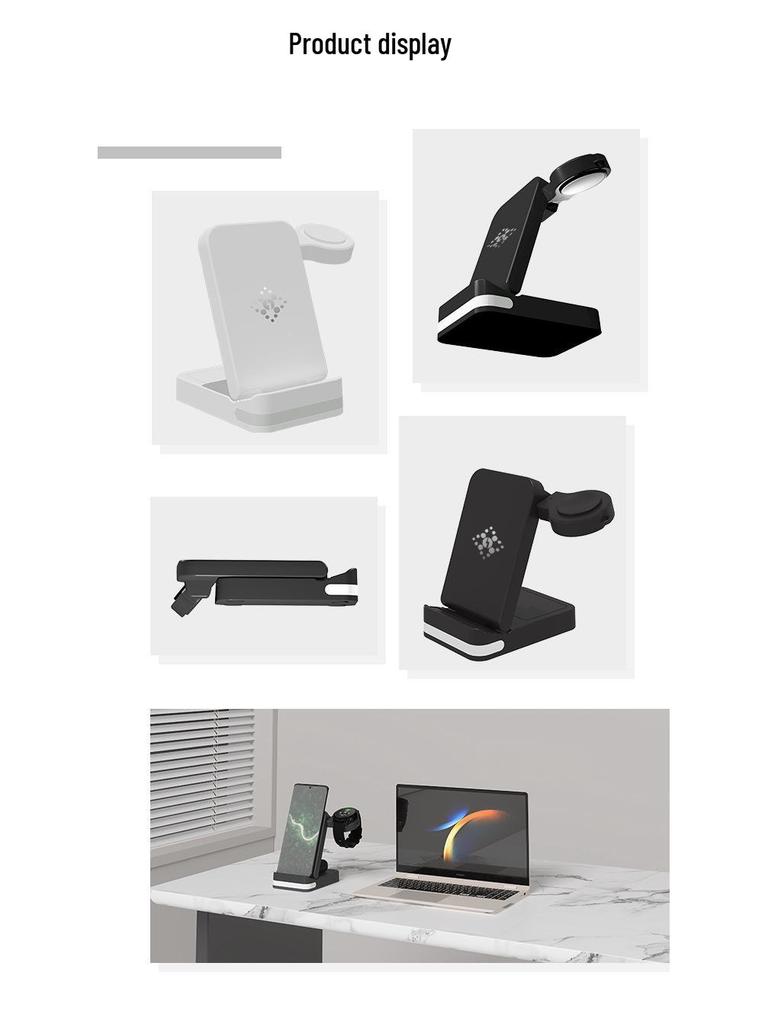 3-in-1 15W Fast Charging Foldable Wireless Charger for Apple, Samsung, Huawei & Google Devices
