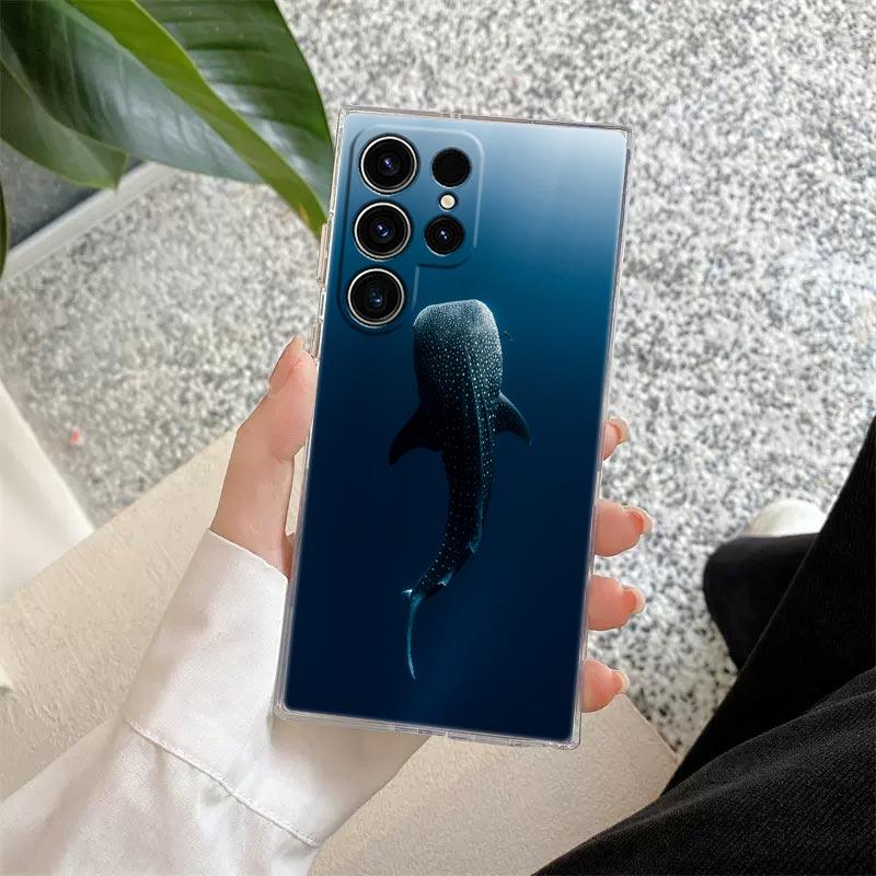 Ocean Whale Shark Swimming Clear Case For Samsung Galaxy S26 S25 S24 S23 Ultra S20 S21 FE S22 Plus S26 Ultra S25FE Phone Cover