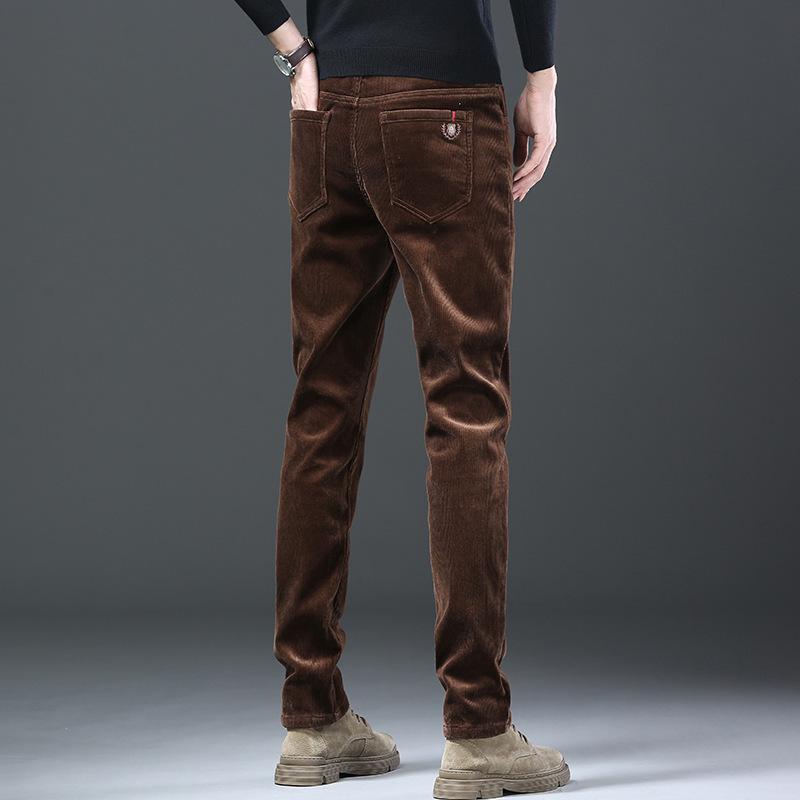 Men's Corduroy Pants Fall Winter Velvet Cotton Skin Friendly Loose Trendy Casual Striped Velvet Trousers Comfortable