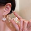 Vintage Smudging Enamel Pearl Drop Glaze Flowers Stud Earrings for Women Multi-colored Fashion Jewelry Accessories