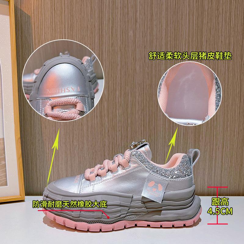 Little white shoes women's 2025 spring new thick-soled heightening bread shoes women's casual muffin shoes women's versatile women's shoes