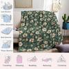 Small green flower pattern Flannel Blanket Warm Soft Halloween Christmas Couch Warm Cozy Decorative Decor Gift for All Season