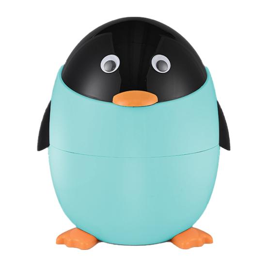 

Penguin Shape Trash Can Double Bucket Design Sealed Lid Garbage Can with Hidden Bags Waterproof Odor Lock Wastebasket Garbage Container синій