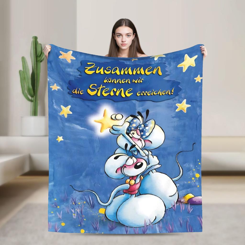 Cartoon D-Diddl Rat Cute Blanket Flannel Winter Breathable Lightweight Throw Blanket for Home Couch Quilt