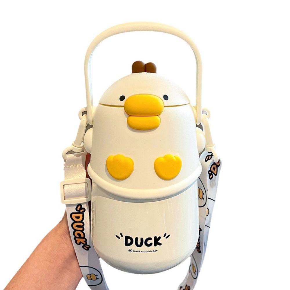 With Straw Vacuum Flask Stainless Steel Bouncing Vacuum Cup Cute Insulated Water Bottle Children