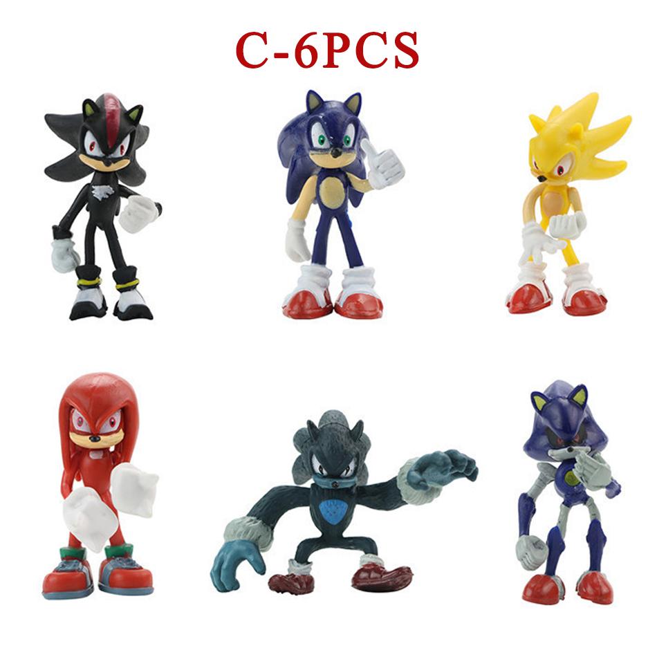 6-18Pcs Sonics Figure Tails Werehog Action Figures Knuckles Doll Dr. Eggman Cartoon Figurines Collectible Dolls  Hedgehog Toy