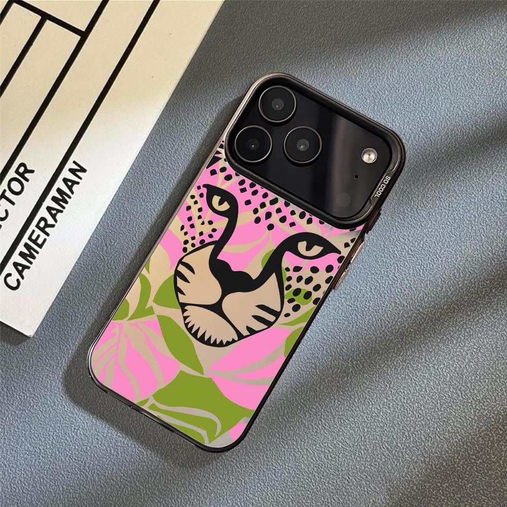 Abstract Leopard Phone Case For iPhone 17 16 15 14 13 12 11 Pro Max Air Matte Laser Aurora Shockproof Funda
