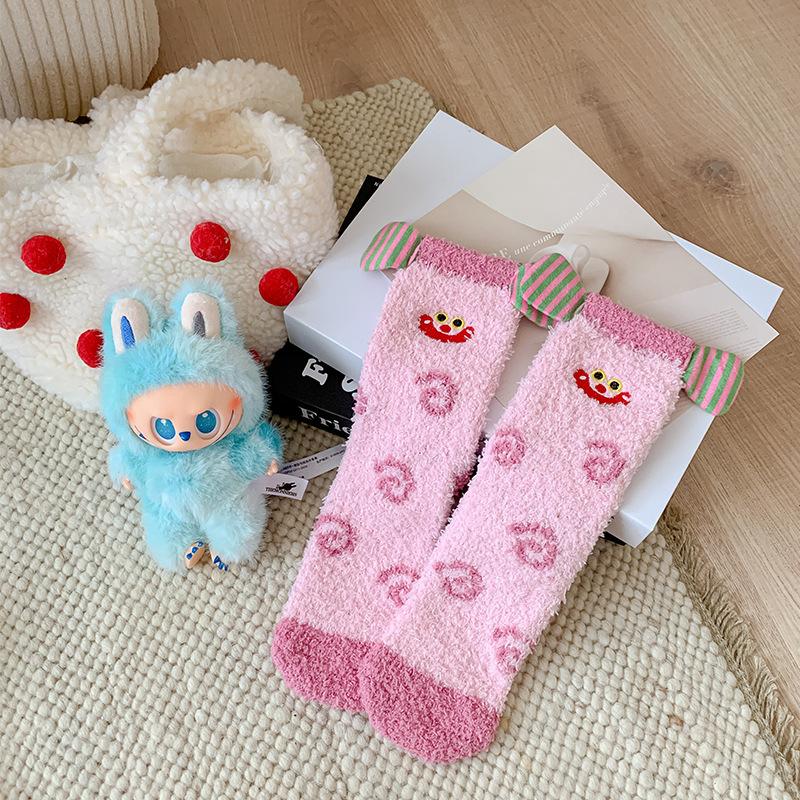 Funny Clown, Coral Velvet Socks, Children'S Fun Cartoon Floor Socks, Winter Warmth, Thickened Sleeping Socks, Cross-Border