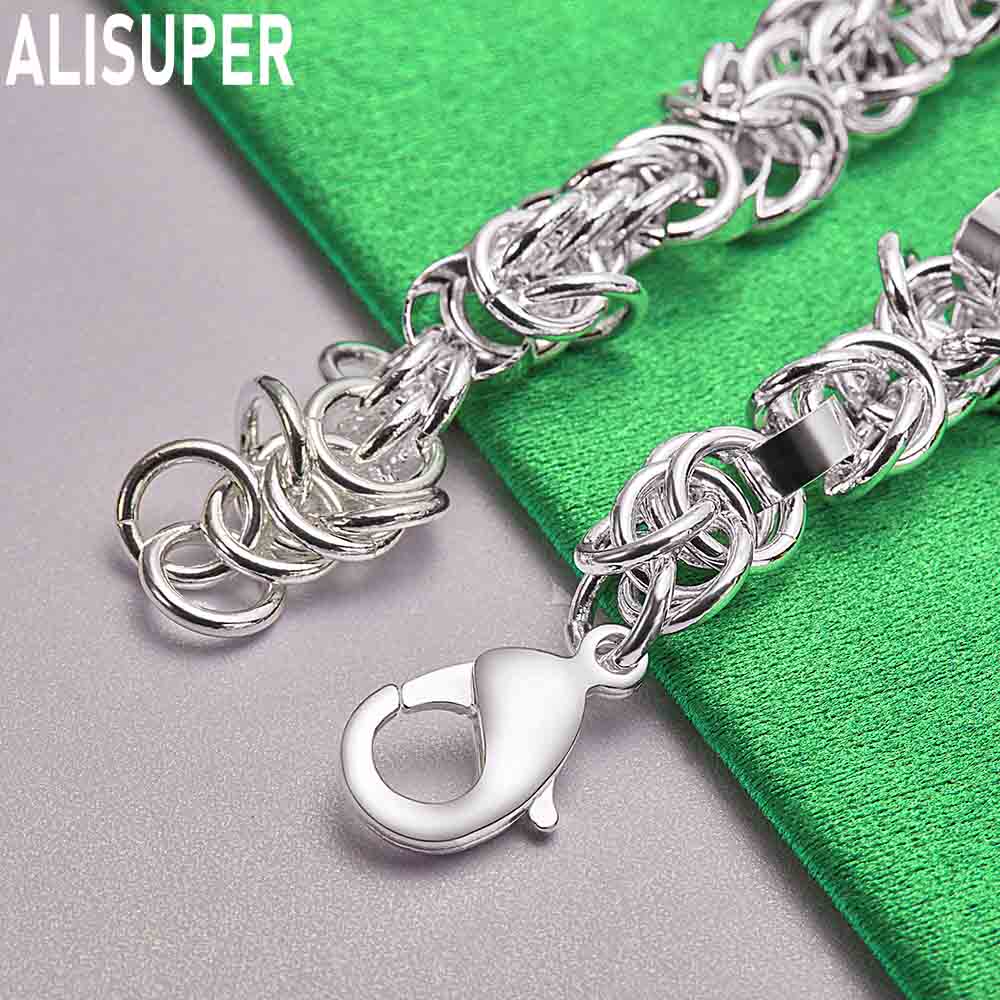 925 Sterling Silver Simple Interlocking Side Chain Exquisite Bracelet Gift Jewelry