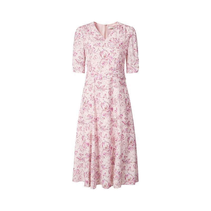 Jiu Zi Women's Elegant Textured Seven-Sleeve Dress
