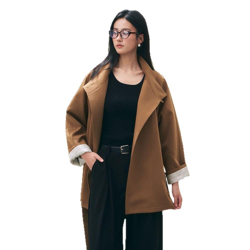 Early spring new retro Barn style versatile stand-up collar small medium and long trench coat women