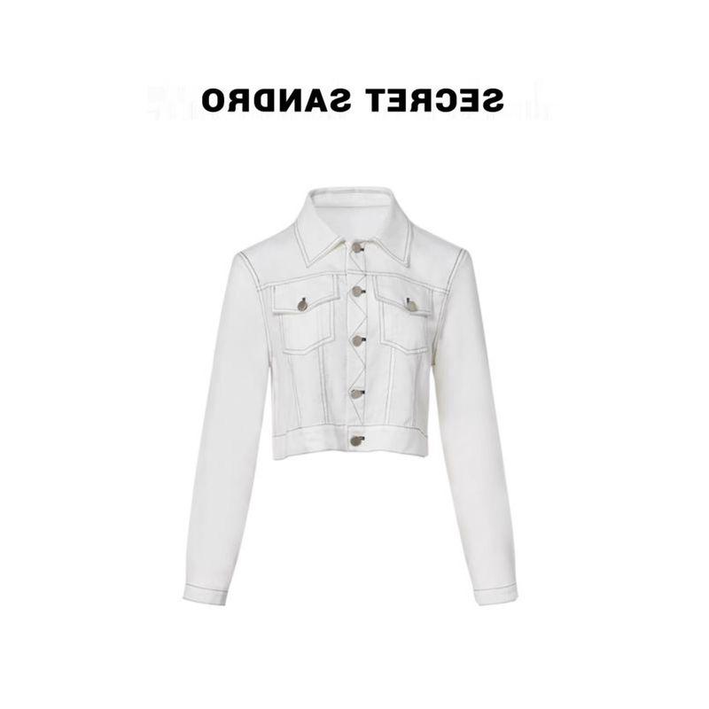 

Oajer Oujier Флагманский магазин женской одежды Ou Тот же стиль Бренди Короткое пальто Женский Летний Повседневный Универсальный Короткий топ White M