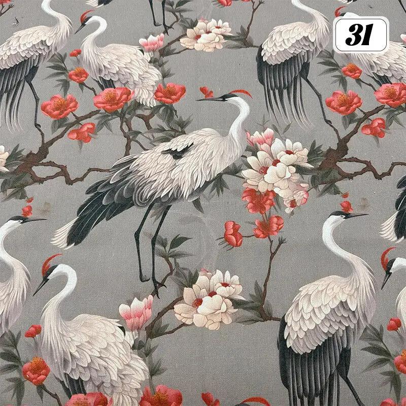 Bomull Linne Tyg Kinesisk Stil Retro Tryckt Klänning Hanfu Sömnad Hantverk DIY Cheongsam Klänning Hanfu Sömnadstyg Kläder Försörjning