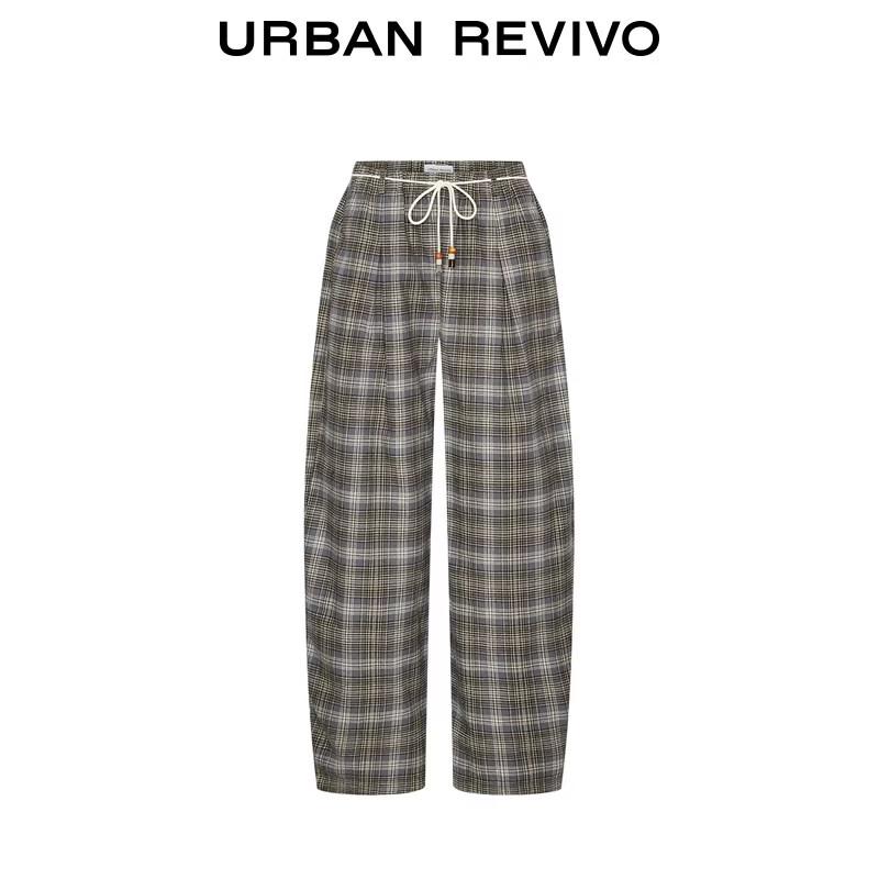 Women's High-Waist Plaid Loose-Fit Pants
