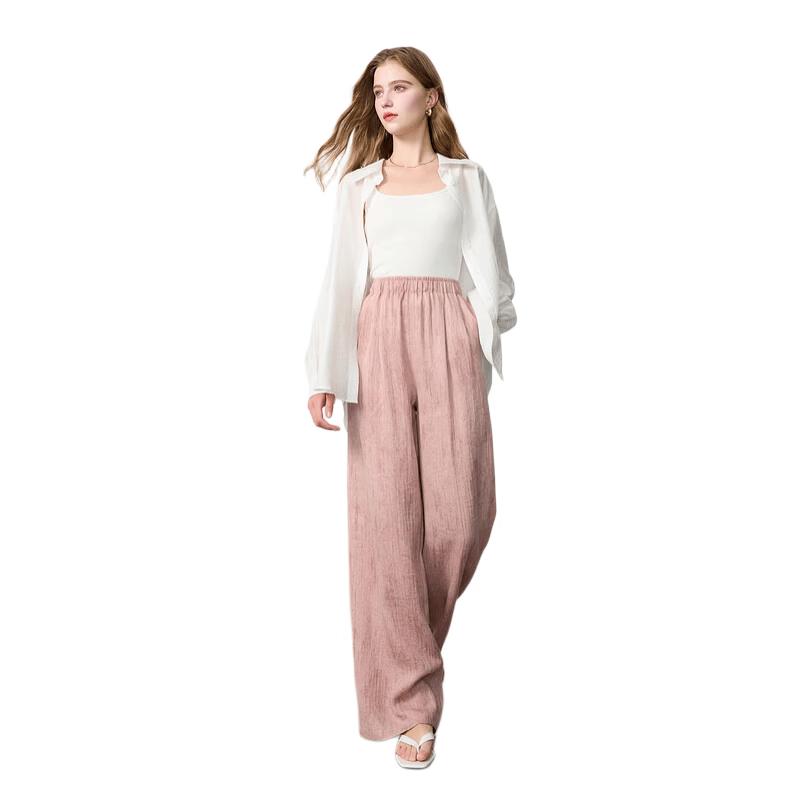 Sancai 2025 Summer Loose Elastic Waist Wide-Leg Pants