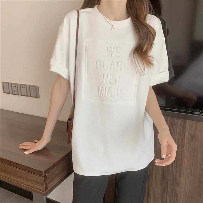 Korean Style Short Sleeve T Shirt With 3d Letter Pattern For Casual Summer Wear