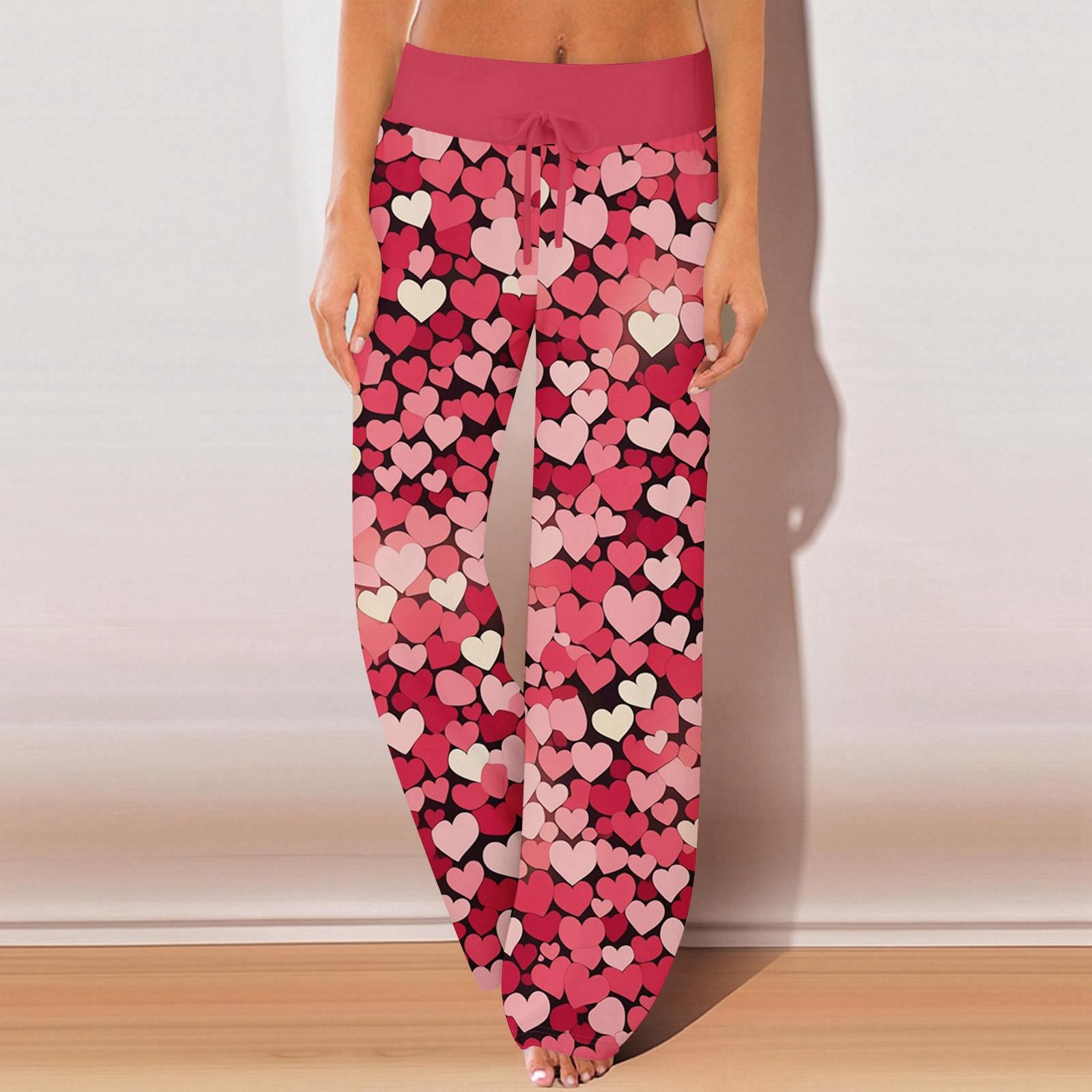 

Womens Pajama Pants Sleepwear Casual Drawstring Elastic Waist Pants Comfy Straight Yoga Loose Trousers XL кавун червоний колір