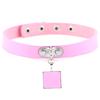 Harajuku Geometric Square Choker, Block Pendant PU Leather Short Clavicle Necklace