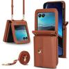 Geeignet für moto Razr 70 Handy-Lederhülle, faltbarer einfarbiger Rucksack, Samsung Z Flip8 Klapphülle mit Kartensteckplatz Hülle 6