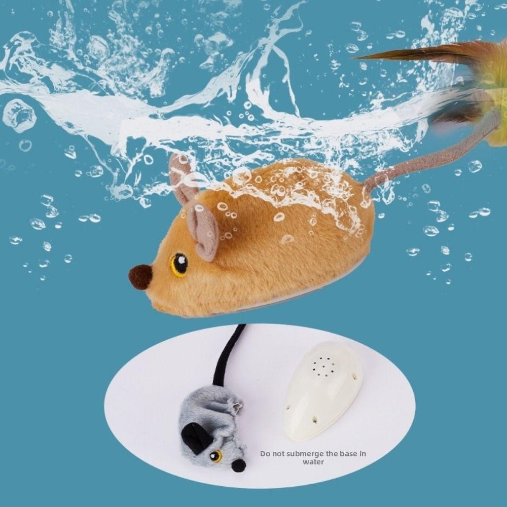 Steerable Automatic Sensing Moving Mouse LED Light USB Rechargeable Pet Plush Toy Kitten