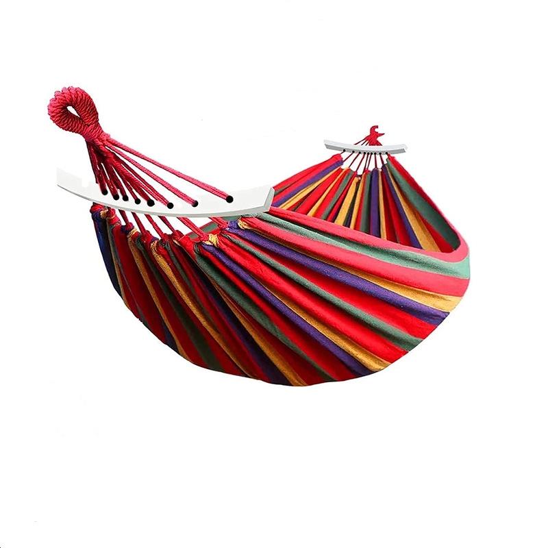 Rainbow Canvas Strap Curved Bar Hammock - Indoor & Outdoor Leisure Swing for Single & Double Use