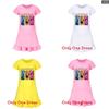 Kpop Demon Hunter Girl Short Sleeve Pajama Dress With Ruffle Skirt For Kids Homewear