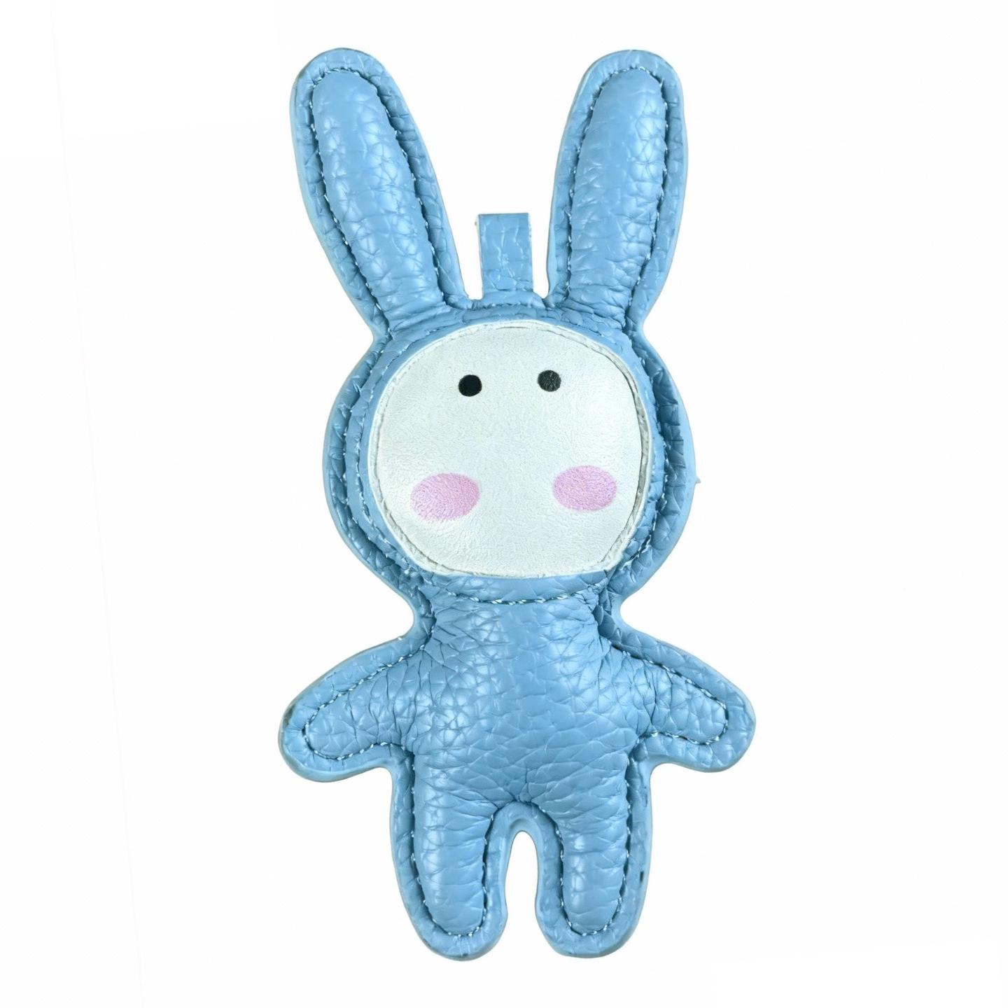 PU Leather Keychain with Cute Little Rabbit Pendant and Accessories