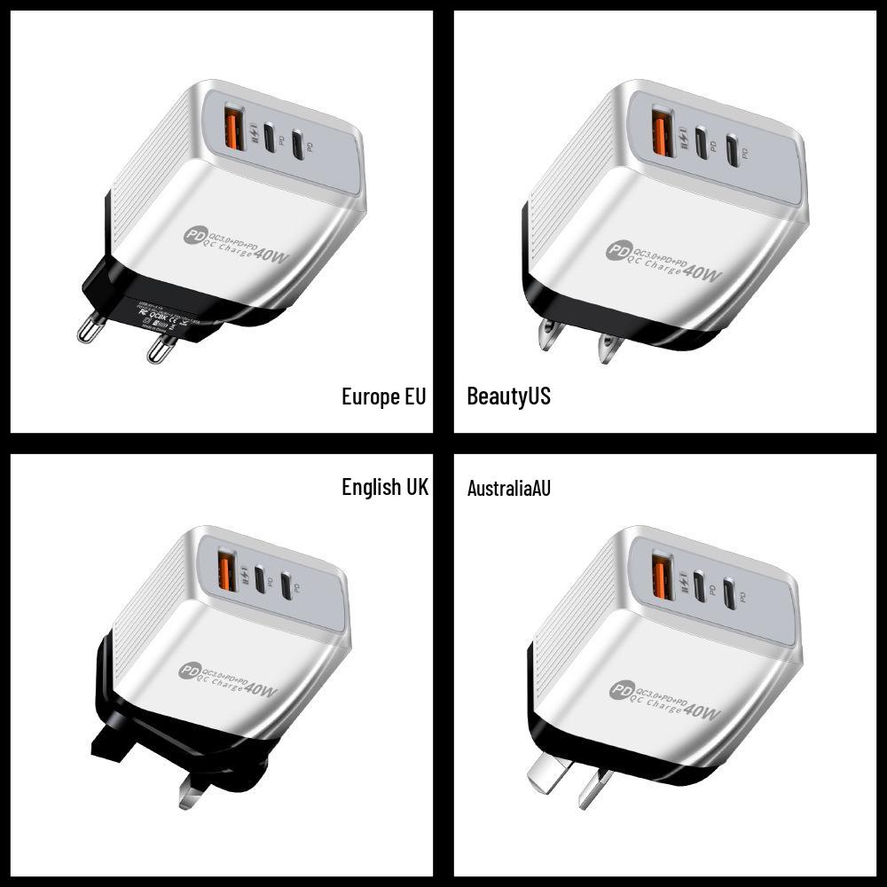 Universal Charger: 1U+2PD Power Adapter for EU, US, UK, and AU Standards