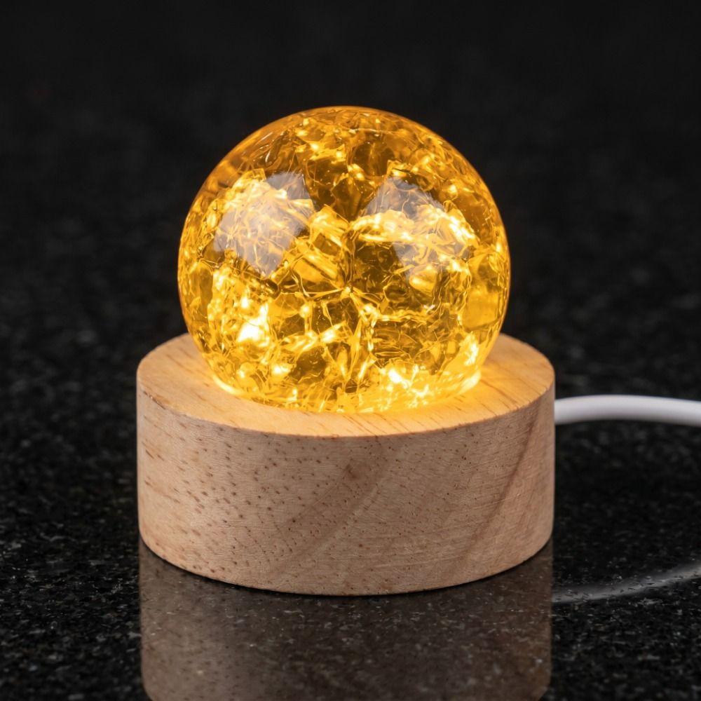 LED Wood Stand Glass Ball Detachable Glaze Beads Glass Sphere Figurine  Home Decoration