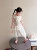 Girls' Cat Print Short Sleeve Top & Mesh Lantern Pants Two-Piece Summer Set
