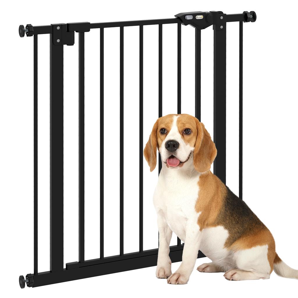 Self-Closing Dog and Pet Gate for Stairs and Entrances, 68x77 Cm, Black