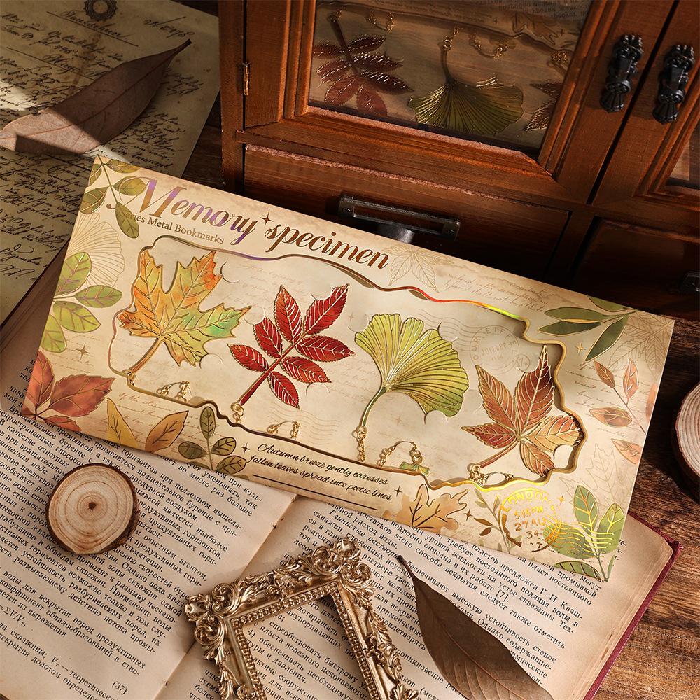 Classical Chinese Style Retro Leaf Metal Bookmark Gift for Students and Graduates