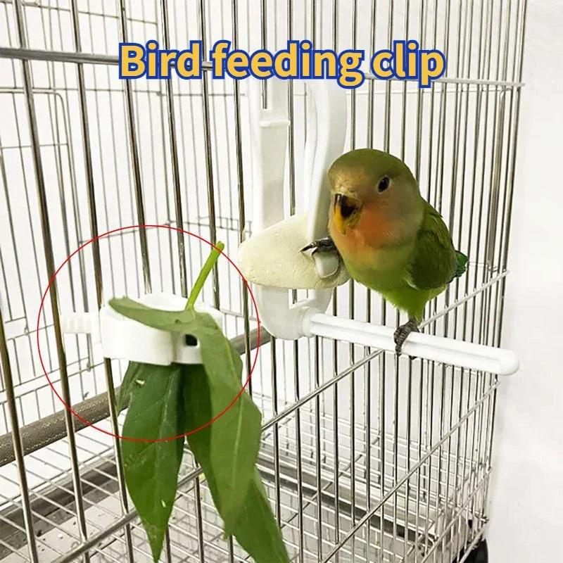 Bird Food Feeder Parrot Fruits Vegetables Clip Cuttlefish Bone Holder Device Clamp Bird Cage Accessories Oiseaux Pet Supplies белый