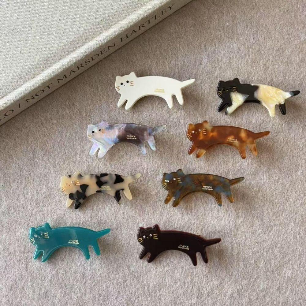 Acetic Acid Animals Hairpin Small Cute Side Clip Personalized Cat Shaped Hair Clip  Vacation