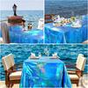 3 Pack Ocean Tablecloths Iridescent Plastic Disposable Table Cloth Rectangle Water Wave Table Covers for Under Sea Ocean Pool Beach Party