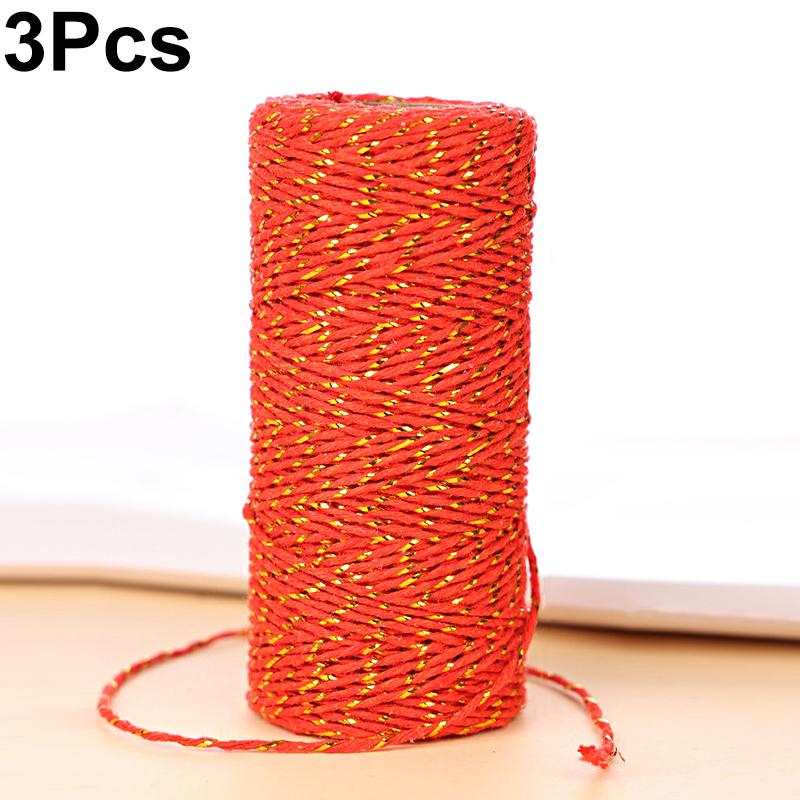 

1Roll Manual Gift Wrap 8 Shares Decorative Cord Golden Silk Clothing Accessories Twine Cotton Rope Colour 3pc