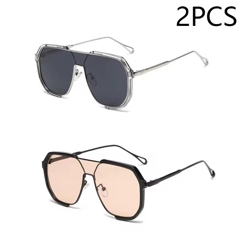 Europa I Stany Zjednoczone Moda Podwójny Mostek Duże Oprawki Wielokątne Okulary Przeciwsłoneczne Moda Wklęsły Kształt Okulary Przeciwsłoneczne Fala