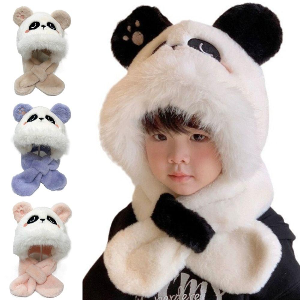 

Теплая шапка-панда, большая окружность головы, плюшевый шарф с капюшоном, милая зимняя шапка, голова