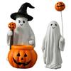 Halloween Spöklik Spökstaty Pumpakruka Staty för Fest Hemma Bordsdekorationer Hyllprydnader