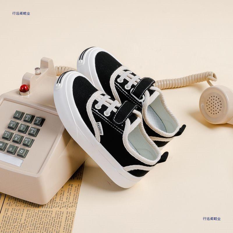 Children's Board Shoes Low-top Canvas Shoes Boys Casual Shoes Spring and Autumn Versatile Girls Black and White Plaid