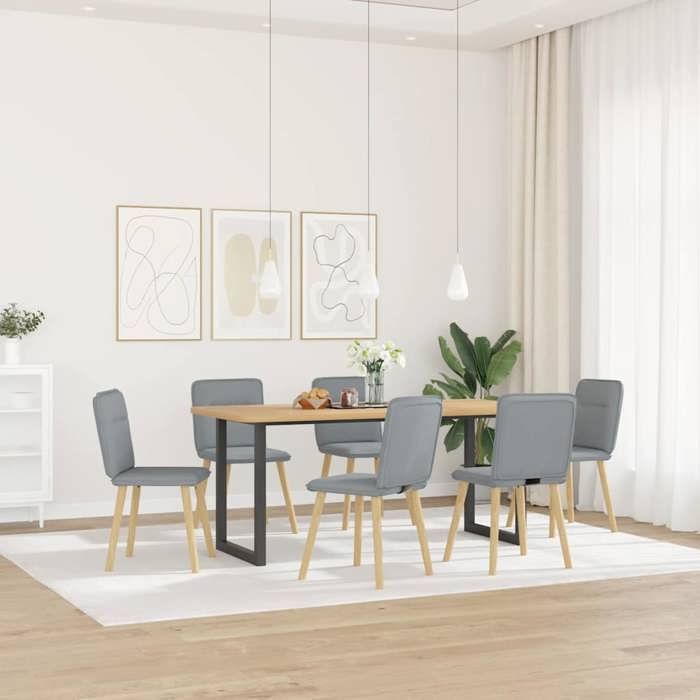 VidaXL Chaises à manger lot de 6 gris clair tissu, chaise, chaise de salon, chaise d'accent, chaise de cuisine, siège de 3315590